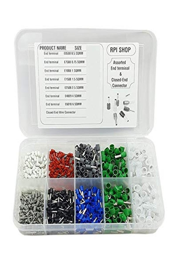 Rpi Shop - 200 Pcs Assortment Ferrule Wire Copper Crimp Connector & Closed - End Wire Connectors, 7 Different Types of End Connector (0.5 SQMM to 6 SQMM) & 1 Type of Closed End Wire Connectors - Image 1